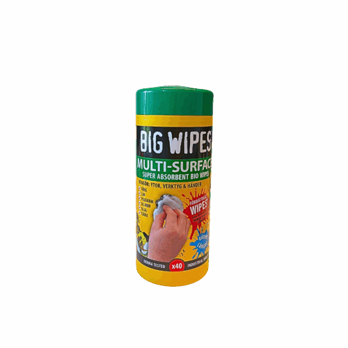 Multi Surface, 40 dukar. Big Wipes Multi-Surface rengöringsdukar, 40-pack effektiv rengöring för händer, verktyg och ytor