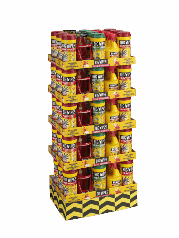 QUARTER PALLET MIXED DISPLAY 5 TEIR ANGLED Displaylösningar Big Wipes - Exponeringsställ för butiker